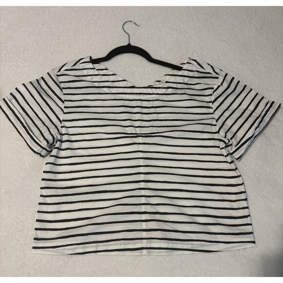 J Crew Black And White Striped Boxy Short Sleeve Shirt Sz Sm - Picture 1 of 6